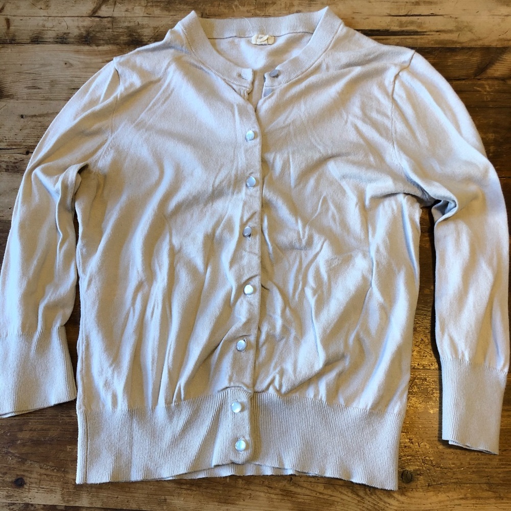 J.Crew Cotton Button Down Cardigan Light Gray/Blue